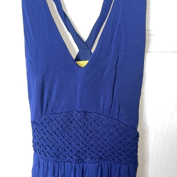 MAEVE x Anthropologie Navy Blue Halter Neck Cross Back Braided Maxi Dress Size 2 - Picture 4 of 7